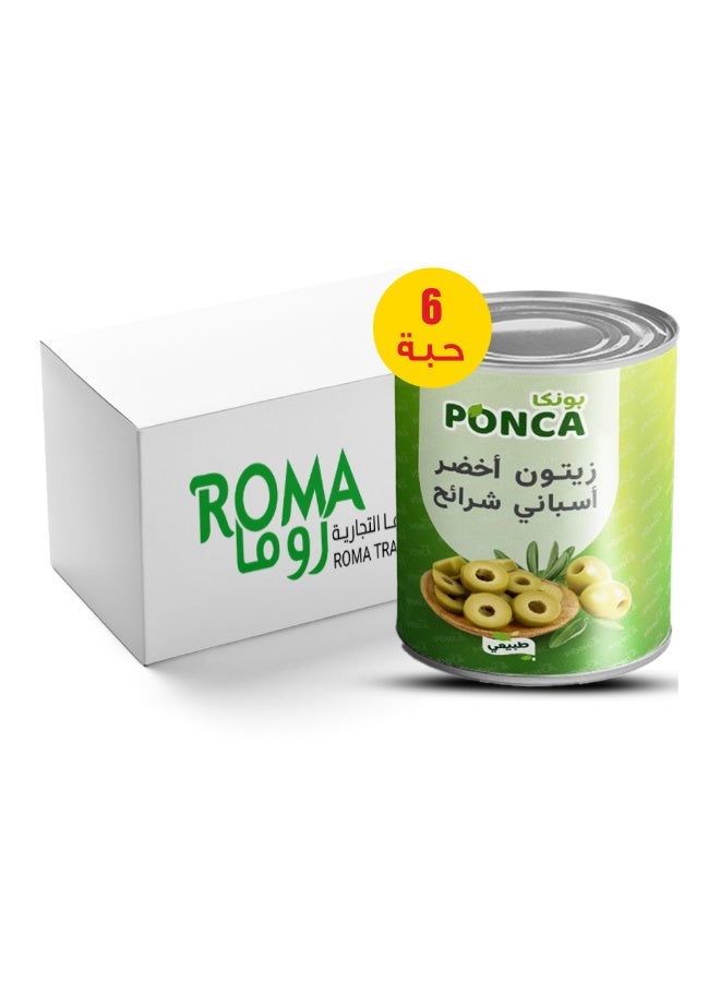 PONCA Spanish Green Olives Slices Pickled Carton of 6 x 3 kg - Image 1
